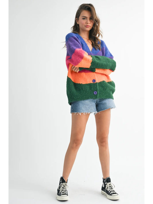 Ruby Colorblock Fuzzy Cardigan
