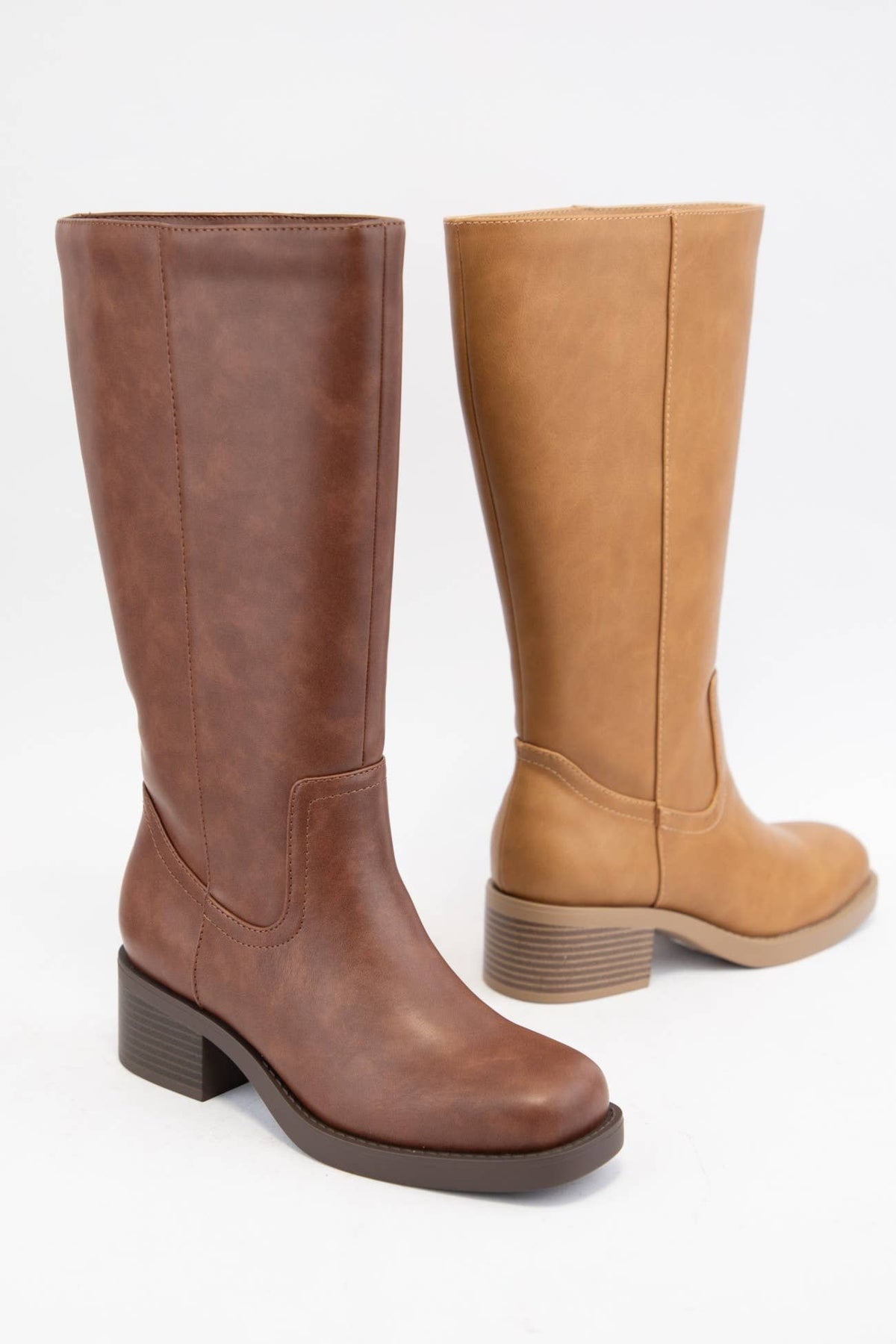 [BEST SELLER] BELVIN all Boots Low Block Heel Versatile Ever: DK NATURAL / A12