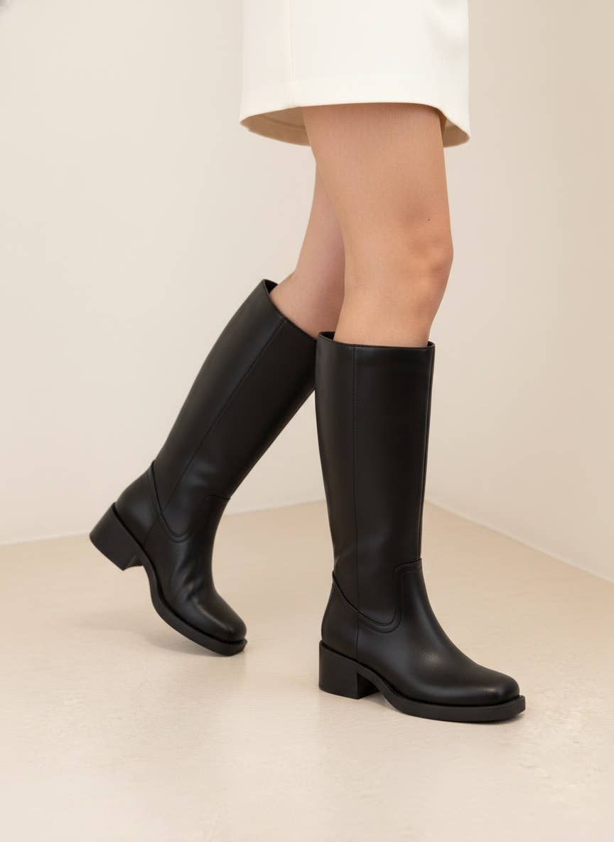 [BEST SELLER] BELVIN all Boots Low Block Heel Versatile Ever: DK NATURAL / A12