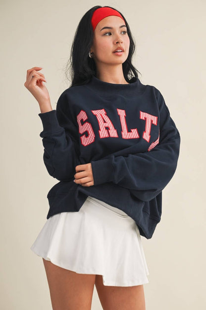 Salty Oversized Mock Neck Sweatshirt: Navy / S