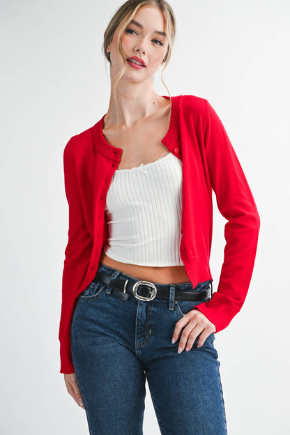 5176GN Ribbed Button-Up Knit Cardigan: Mocha Mousse / Contemporary / S