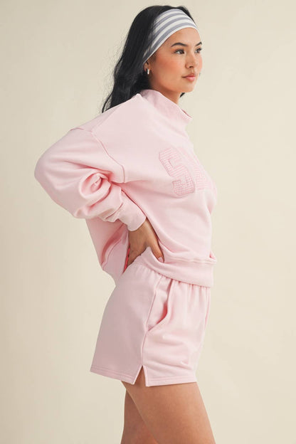 Salty Oversized Mock Neck Sweatshirt: Navy / M
