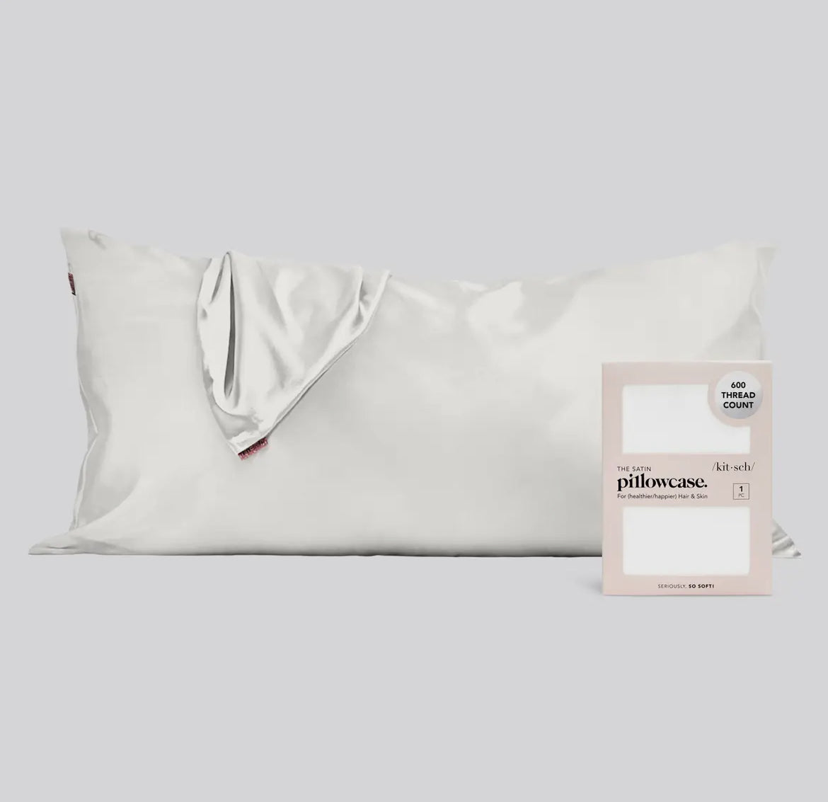 Kitsch Satin King Pillowcase- Ivory