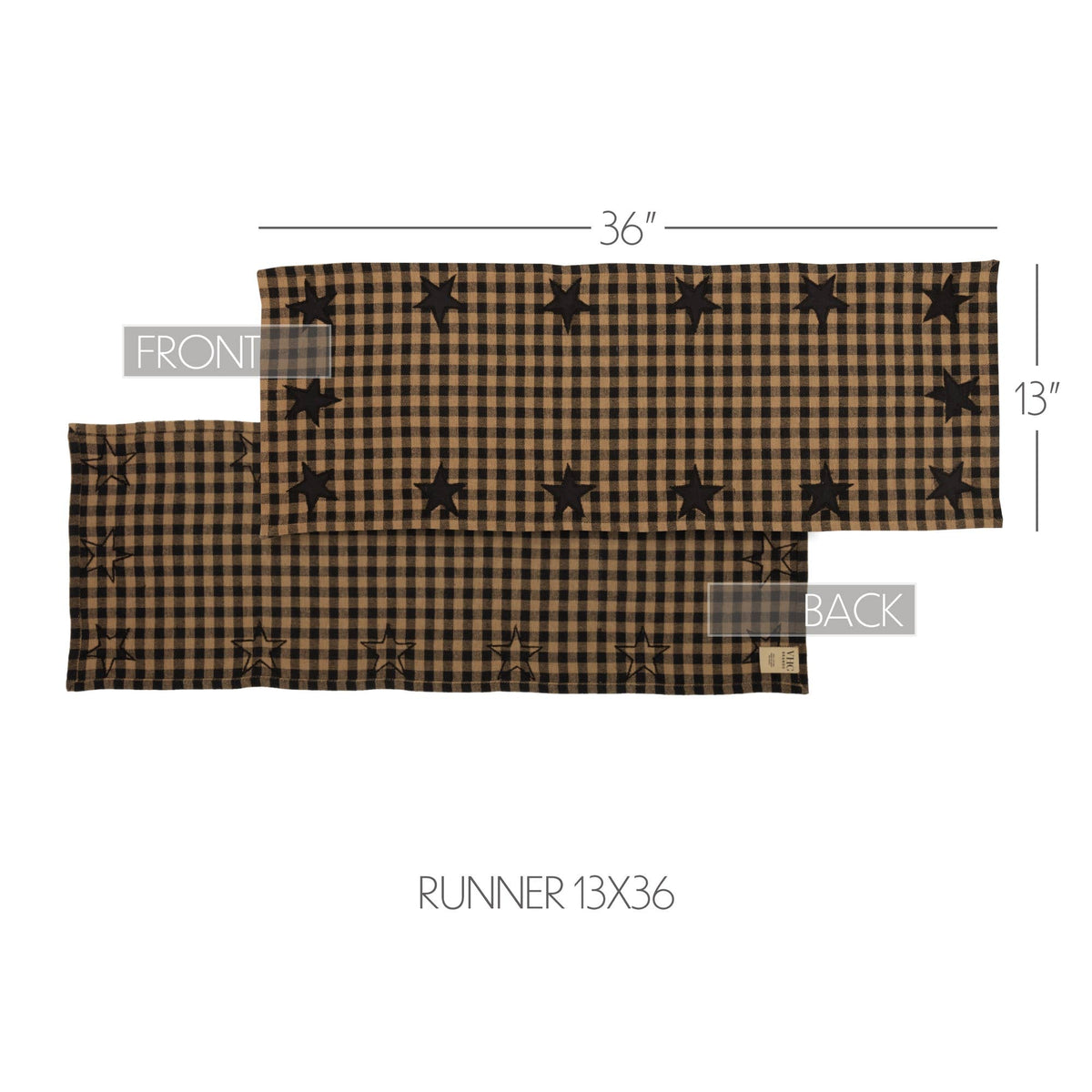 Black Check Star Table Runner 13x36