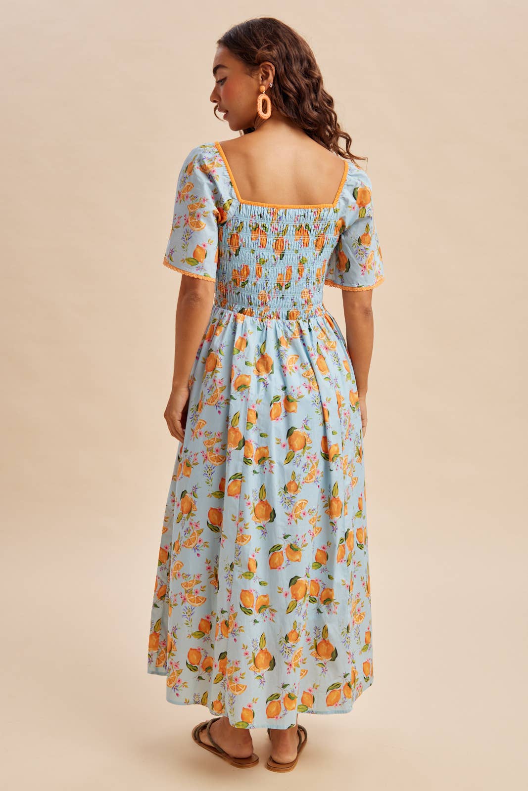 Valencia Orange Printed Cotton Dress