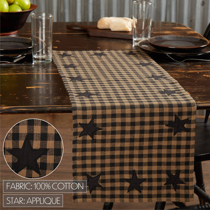 Black Check Star Table Runner 13x36