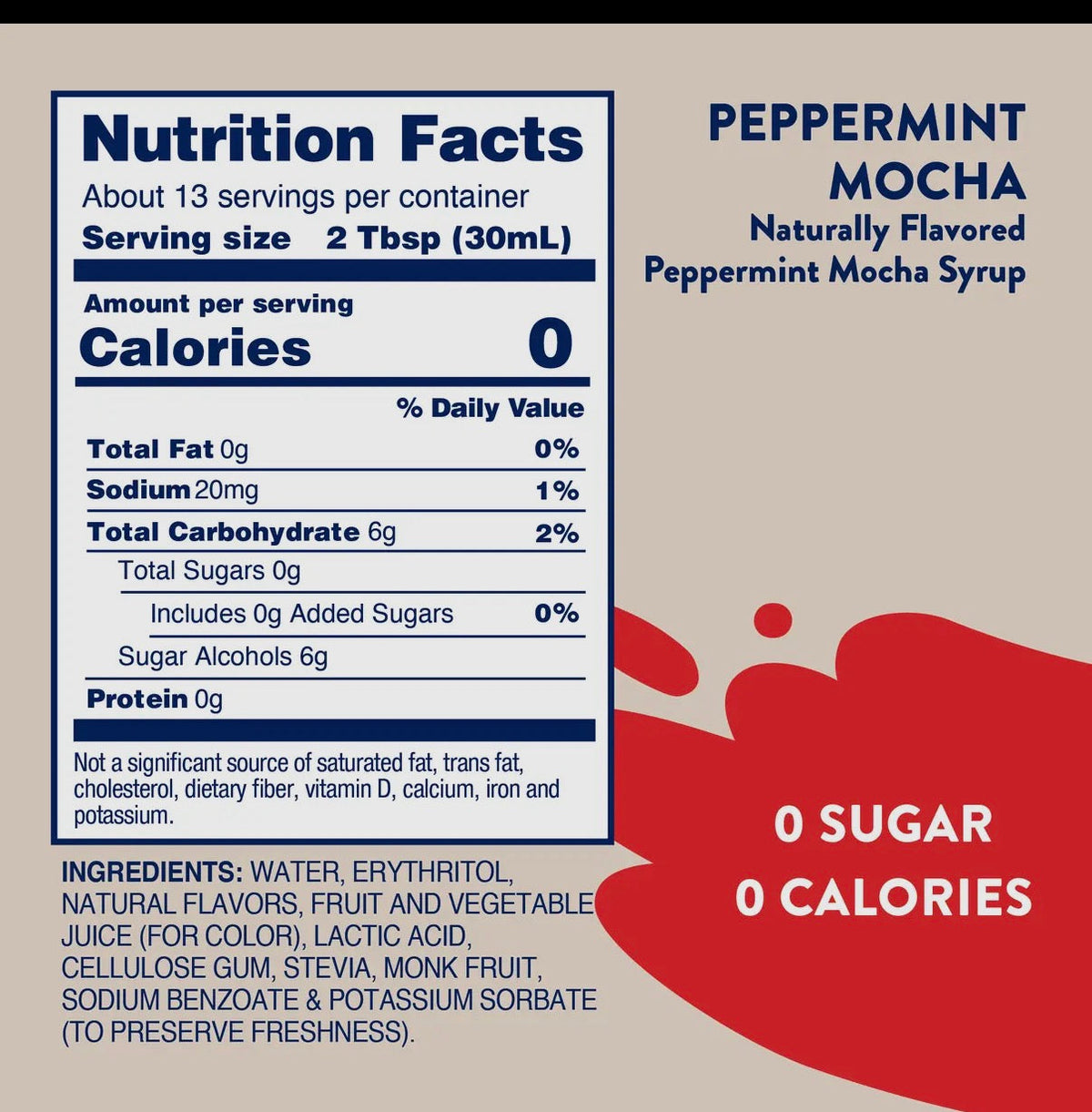 Skinny Naturally Sweetened Peppermint
Mocha Syrup