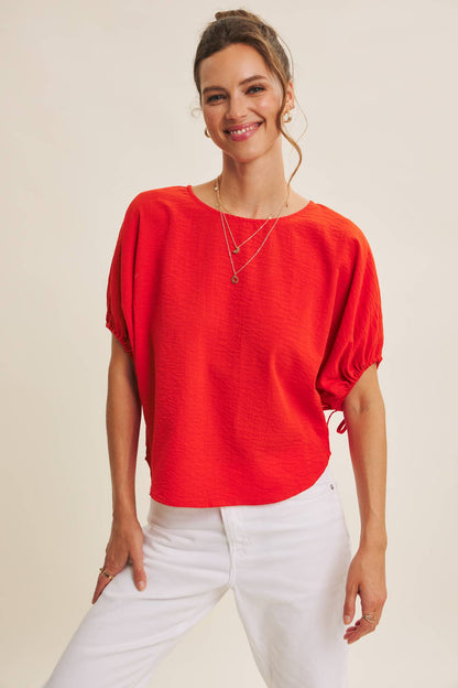 Vibrant Crinkled Blouse-Red