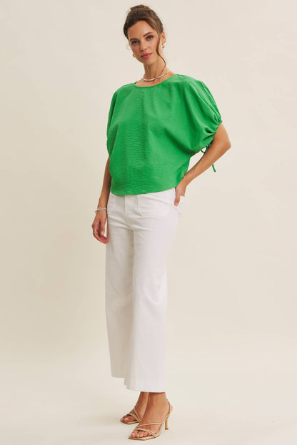 VIibrant Crinked Blouse-Kelly Green