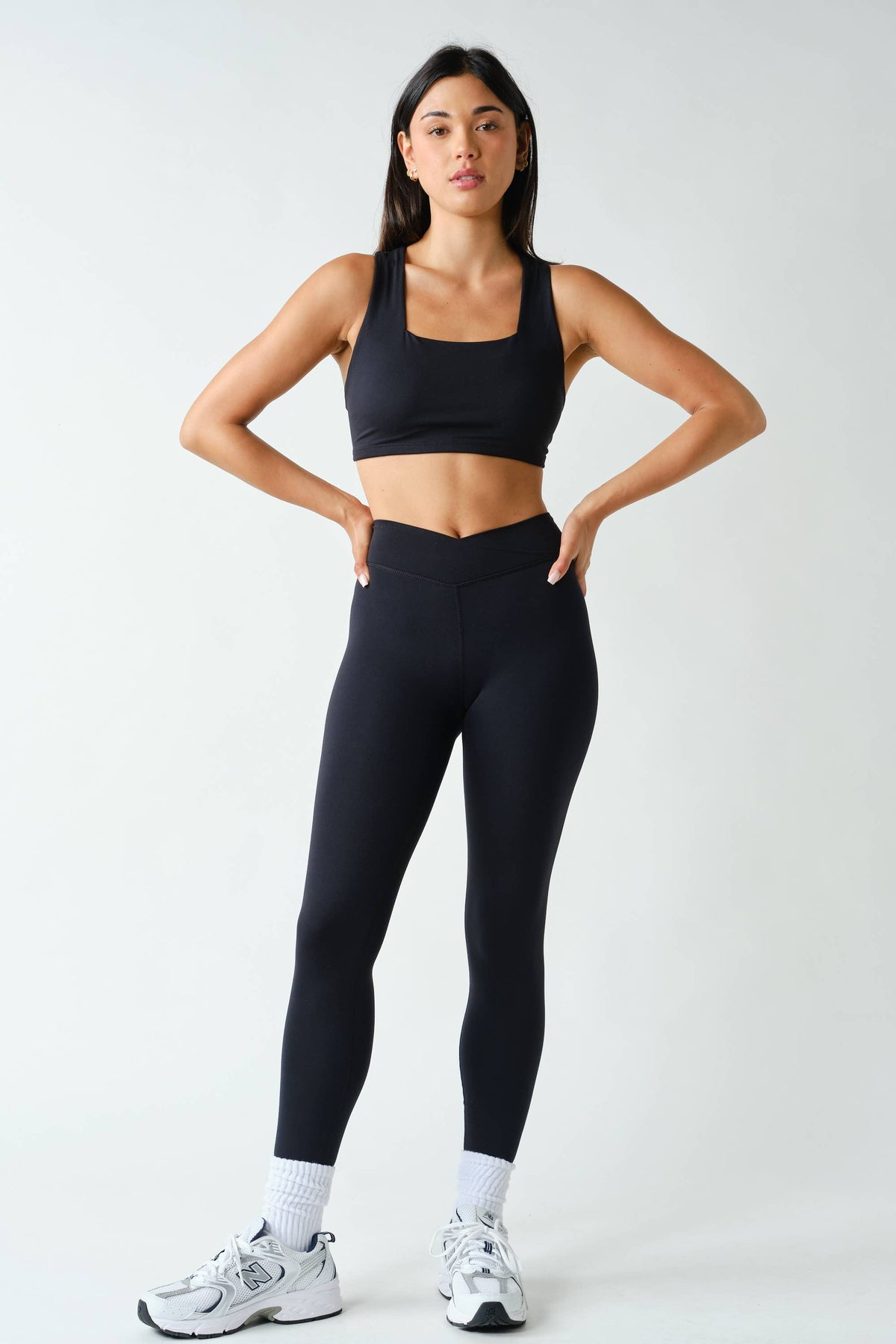 Venice Crossover Waist Leggings- Black