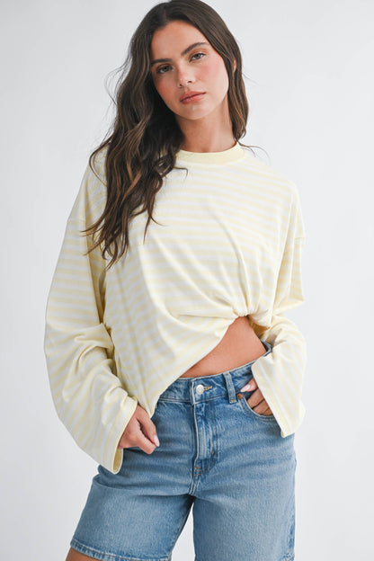 Olivia Oversized Stripe Long Sleeve Top-Chocolate