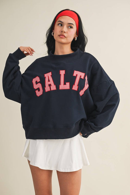 Salty Oversized Mock Neck Sweatshirt