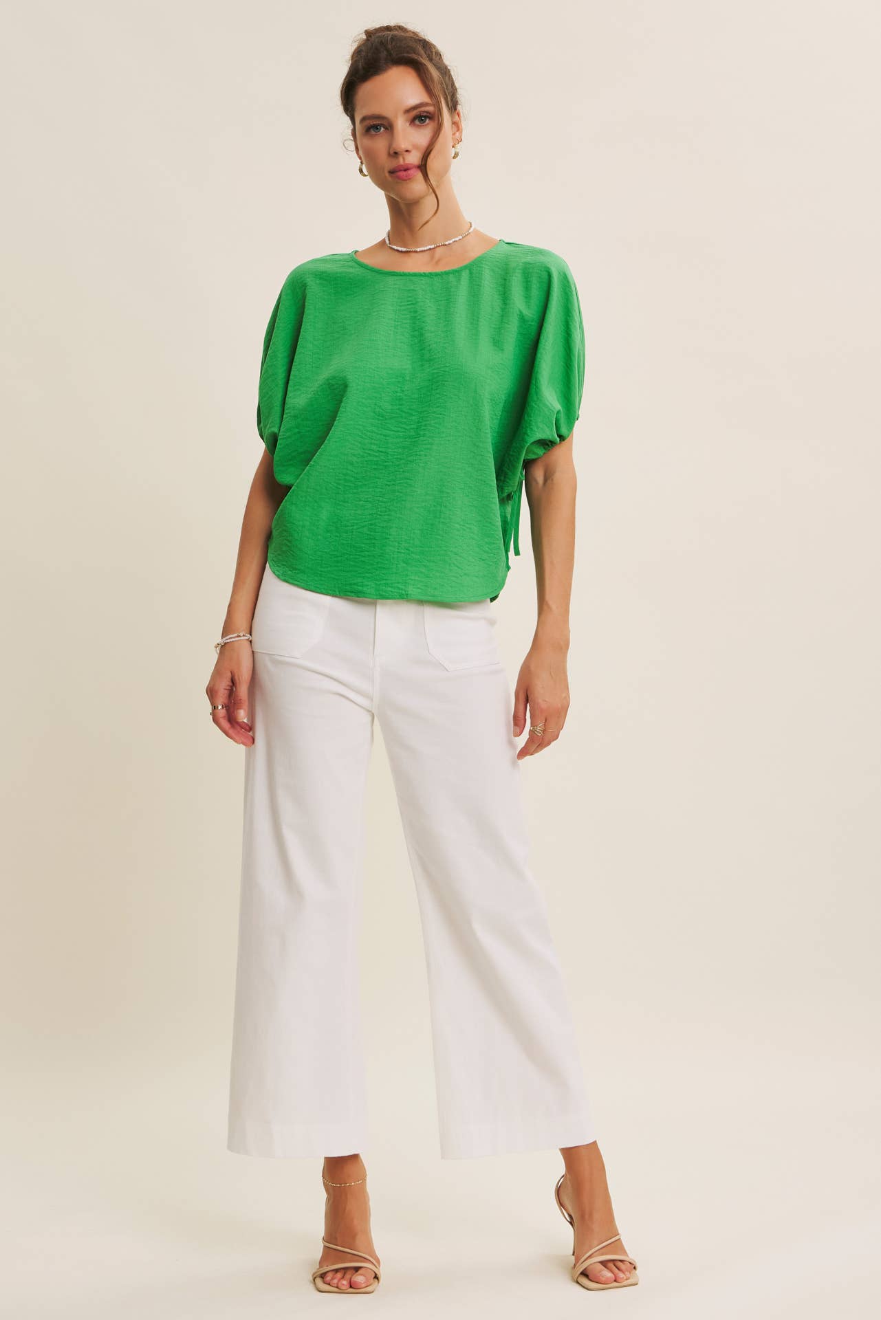 VIibrant Crinked Blouse-Kelly Green