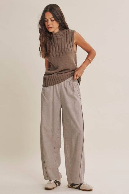 Weekender Cotton Barrel Pants- Chocolate