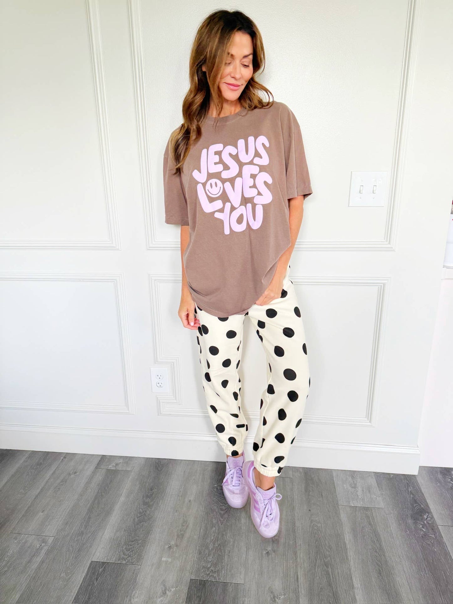 Smiley Jesus Loves You Puff Tee
