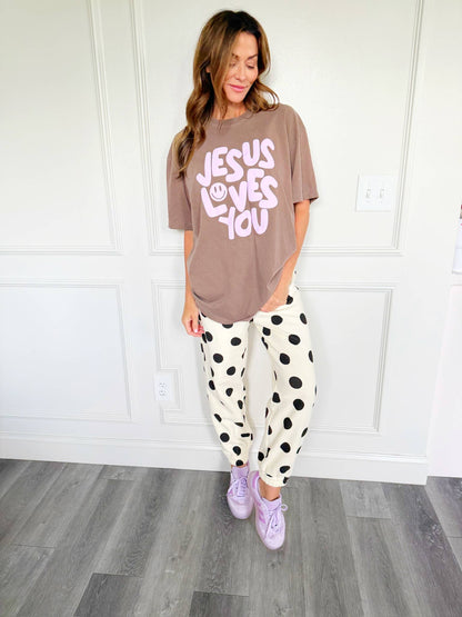 Smiley Jesus Loves You Puff Tee