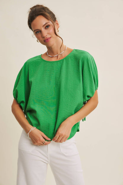 VIibrant Crinked Blouse-Kelly Green