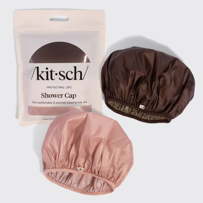 Kitsch Shower Cap 2pc Set - Terracotta & Brown