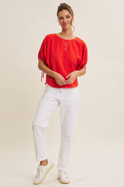 Vibrant Crinkled Blouse-Red
