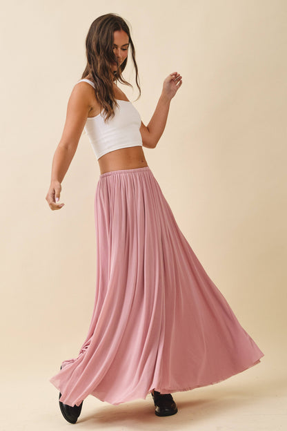 Flowy Mesh Maxi Skirt-Chocolate