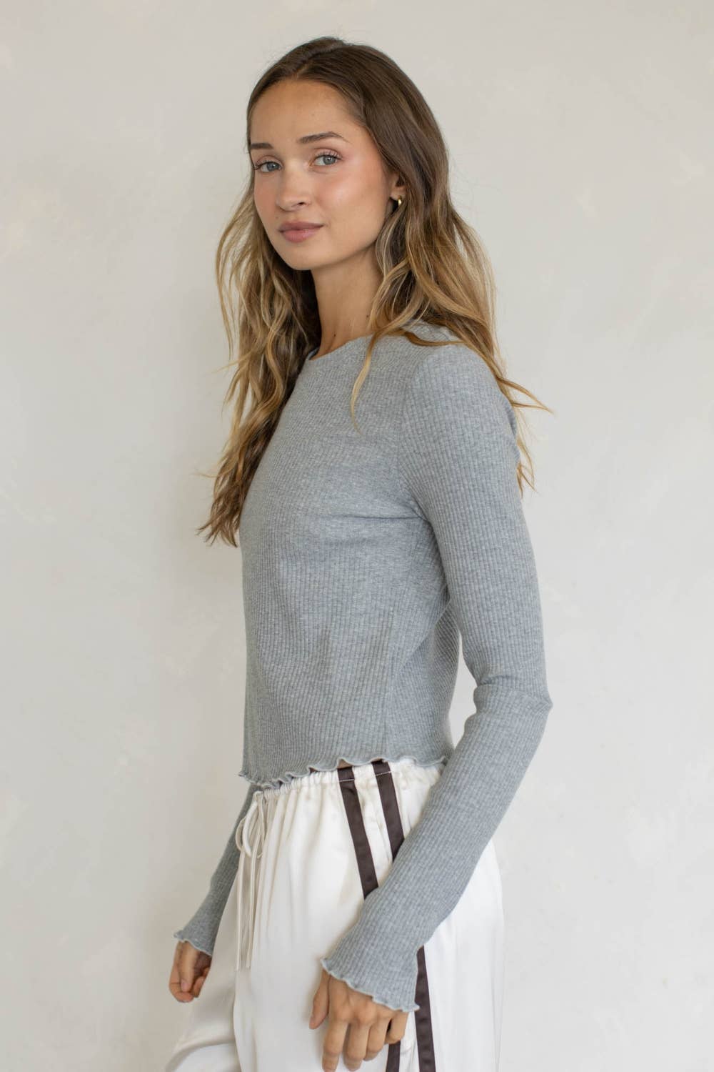 Pen Long Sleeve Top- Ivory