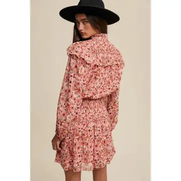 Taylor Floral Print Ruffle Smocked Dress