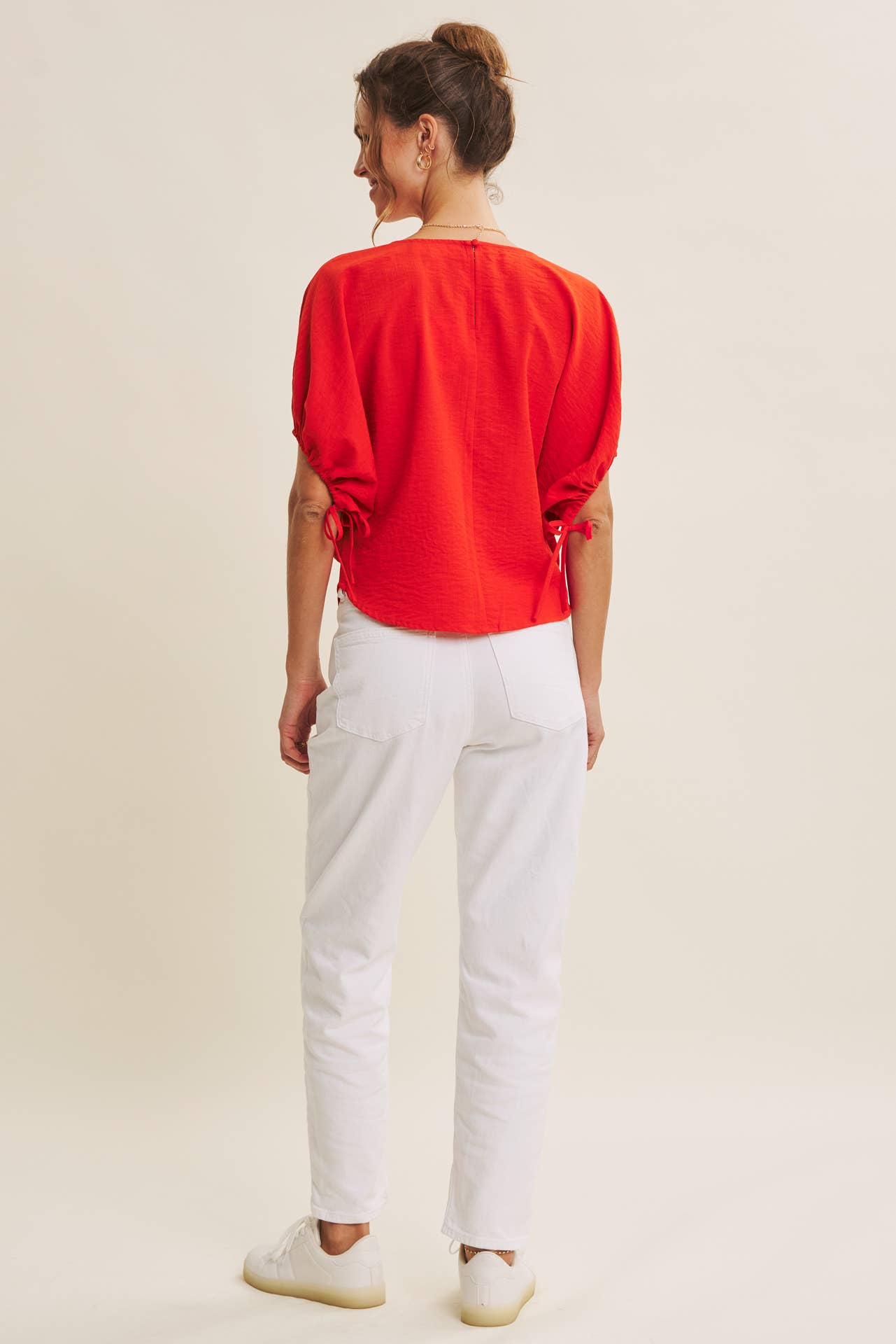 Vibrant Crinkled Blouse-Red