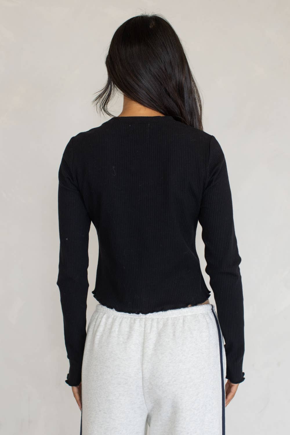 Pen Long Sleeve Top-Black