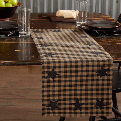 Black Check Star Table Runner 13x36