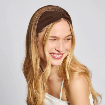 Kitsch Recycled Fabric Wide Twist Headbands 2pc Set- Rosewood
