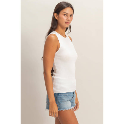 Ribbed Knit Tank Top- Off White