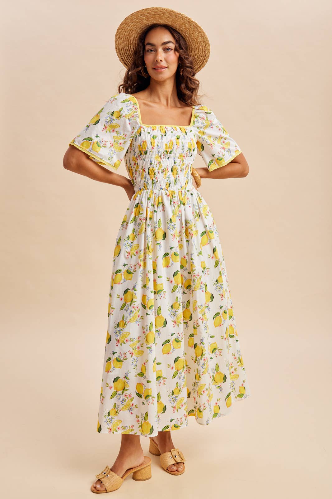 Off The Coast Lemon Printed Maxi Dress