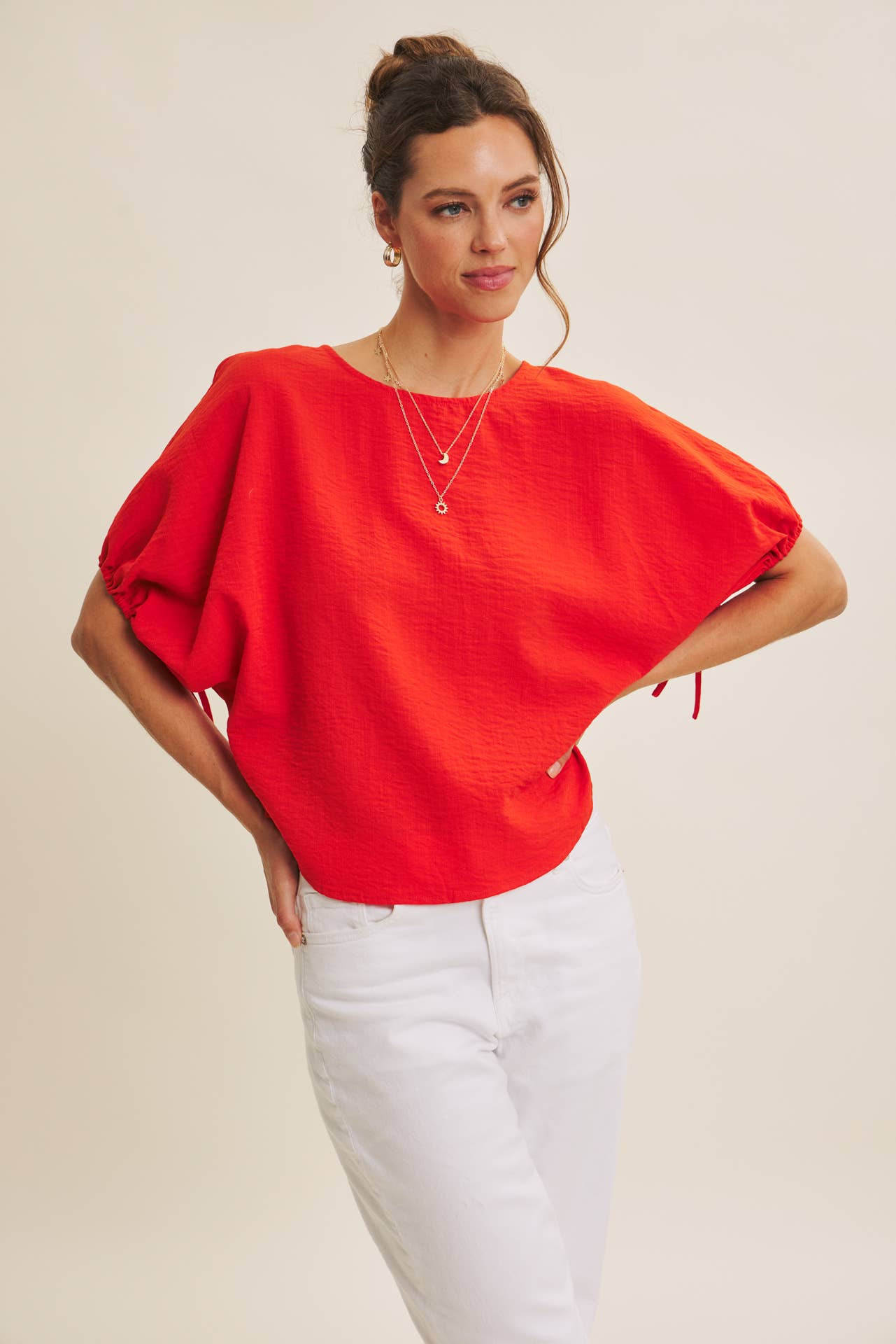 Vibrant Crinkled Blouse-Red