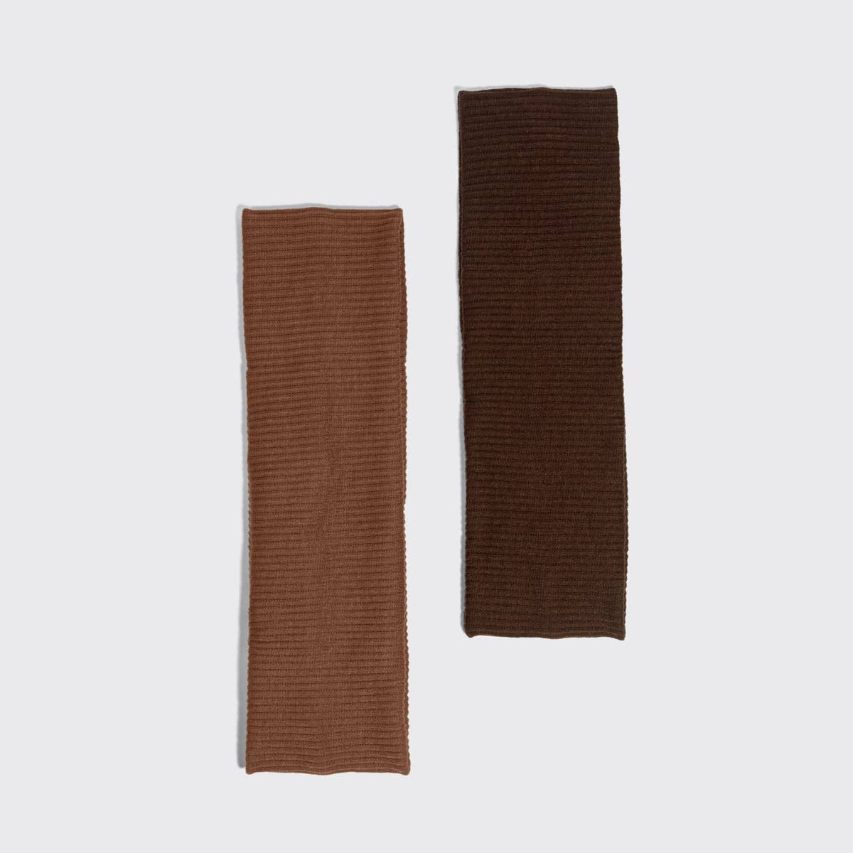 Recycled Fabric Ribbed Elastic Headbands 2pc Set - Mocha & Chocolate