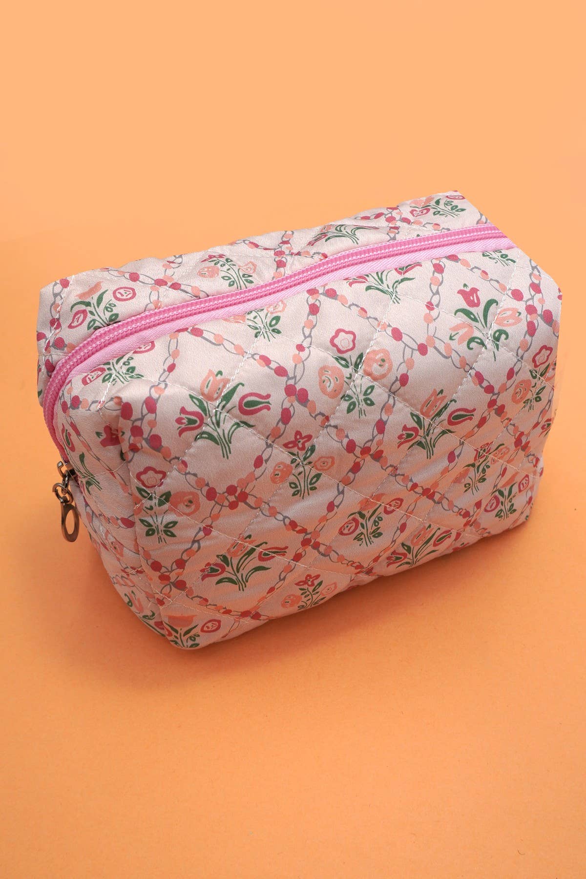 Floral Toile Makeup Bag- Pink