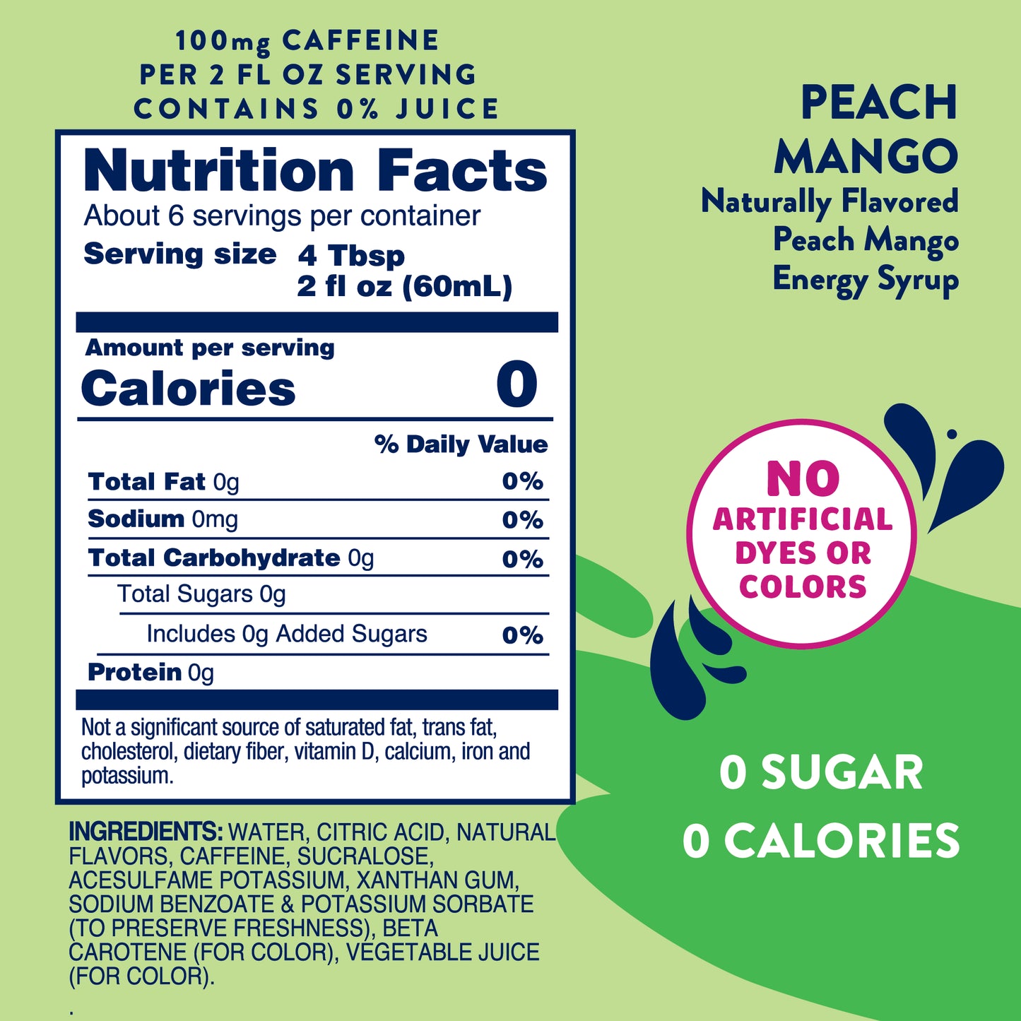 Skinny Peach Mango Energy Syrup - 375ml