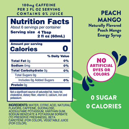 Skinny Peach Mango Energy Syrup - 375ml