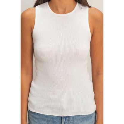 Ribbed Knit Tank Top- Off White
