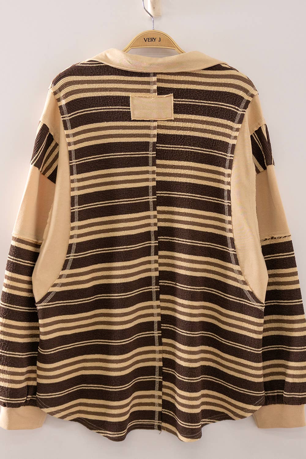 Vintage Stripe Rugby Pullover-Mocha