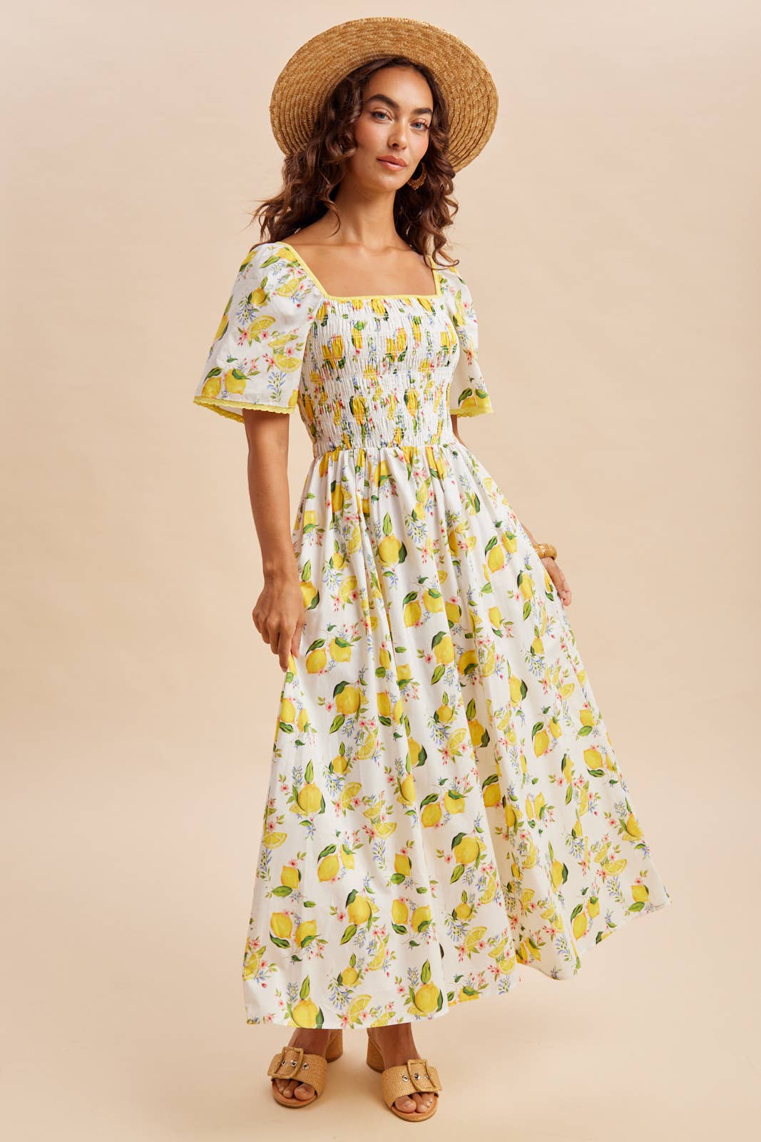 Off The Coast Lemon Printed Maxi Dress
