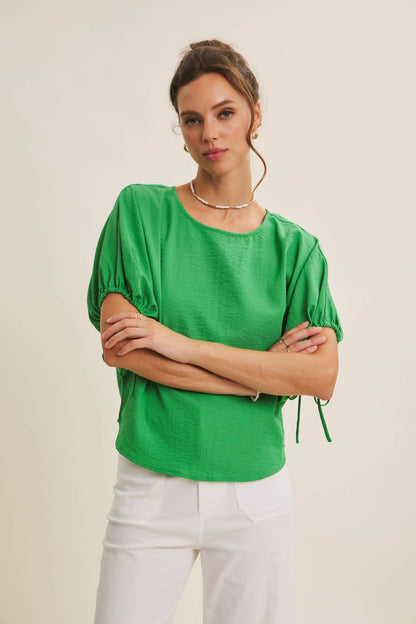 VIibrant Crinked Blouse-Kelly Green