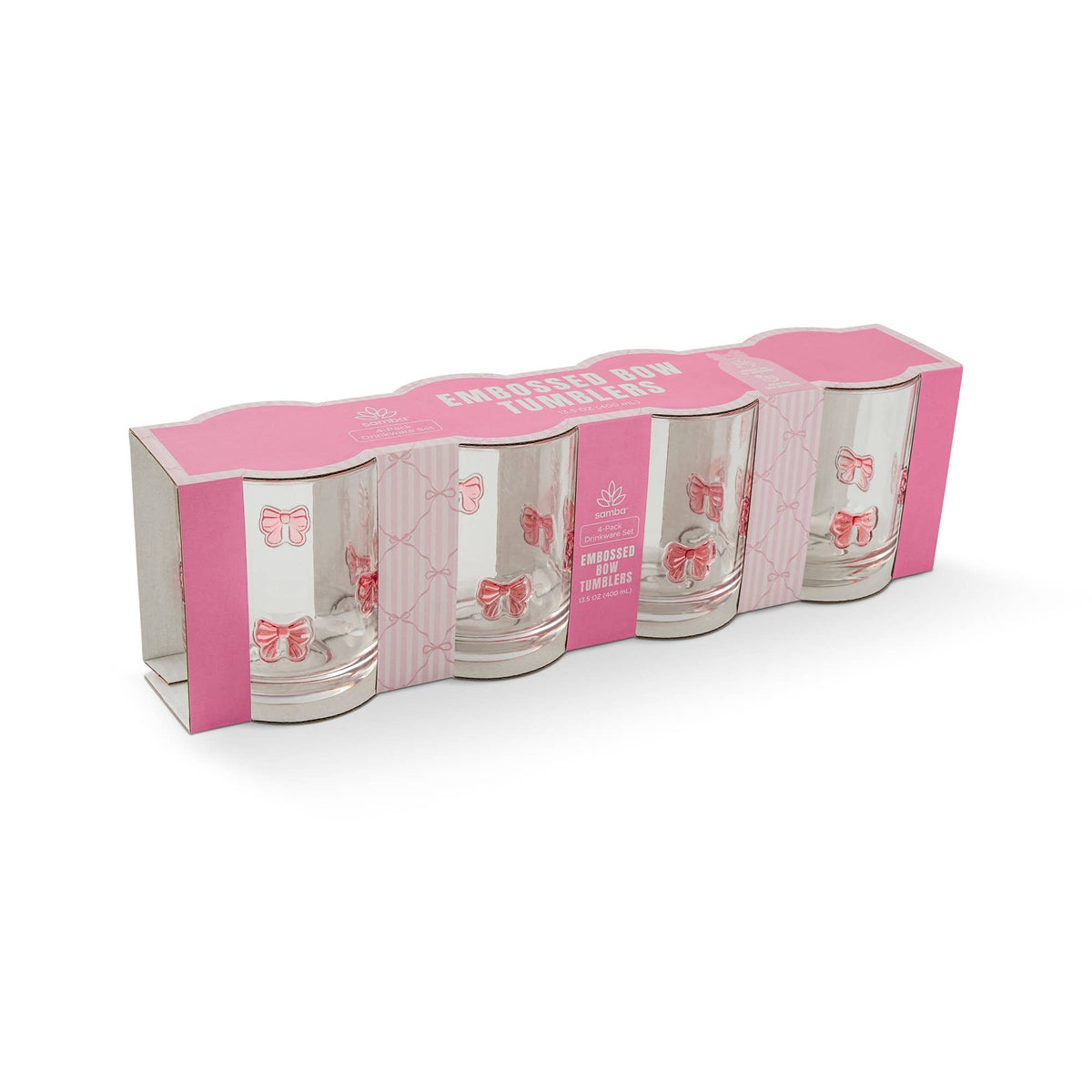 Pink Bow Tumblers- 4pk