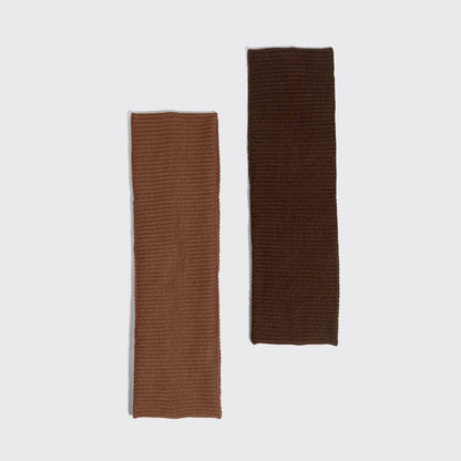 Recycled Fabric Ribbed Elastic Headbands 2pc Set - Mocha & Chocolate