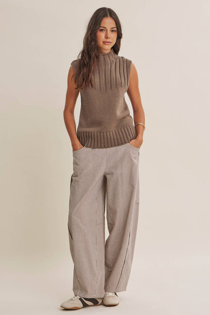 Weekender Cotton Barrel Pants- Chocolate