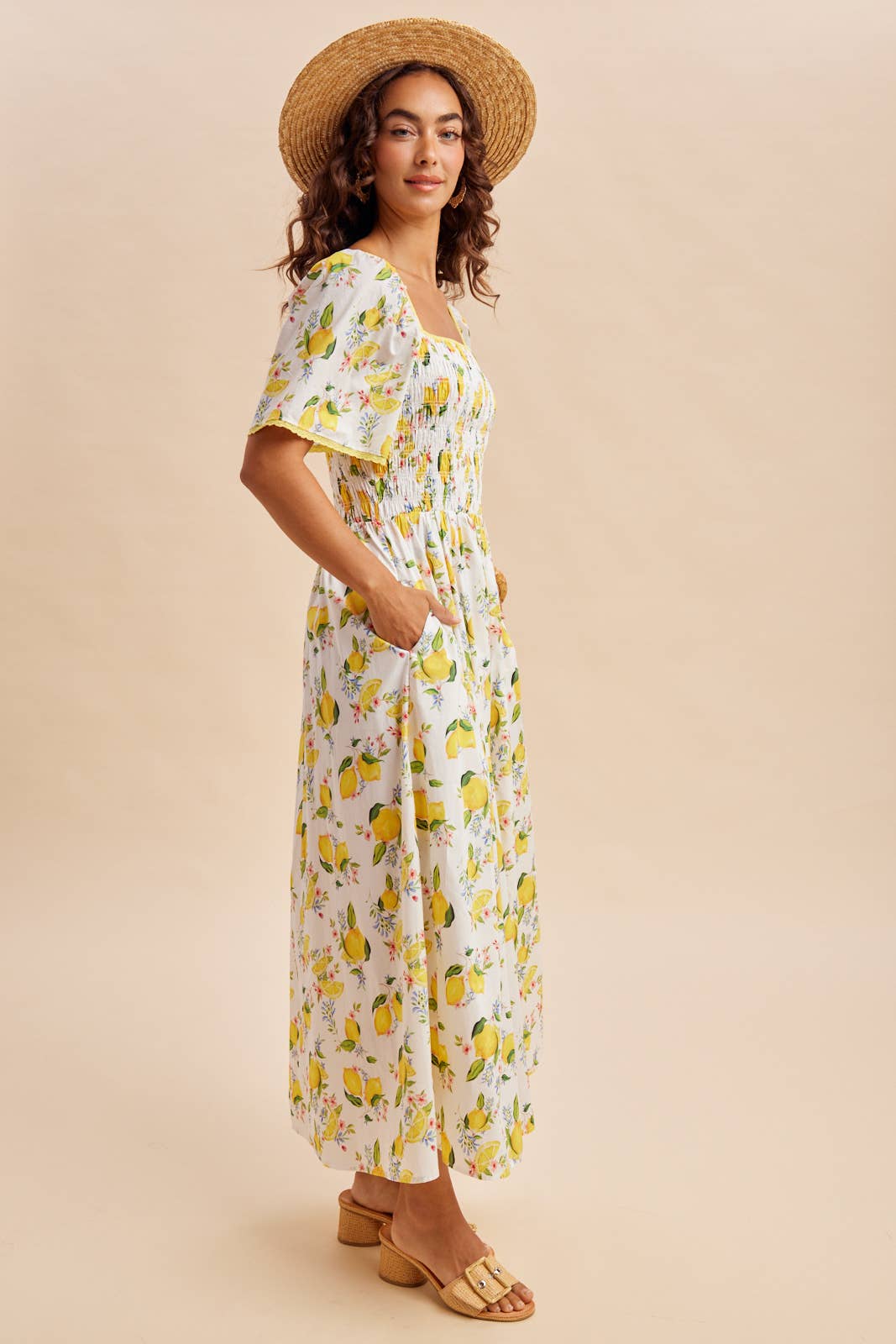 Off The Coast Lemon Printed Maxi Dress