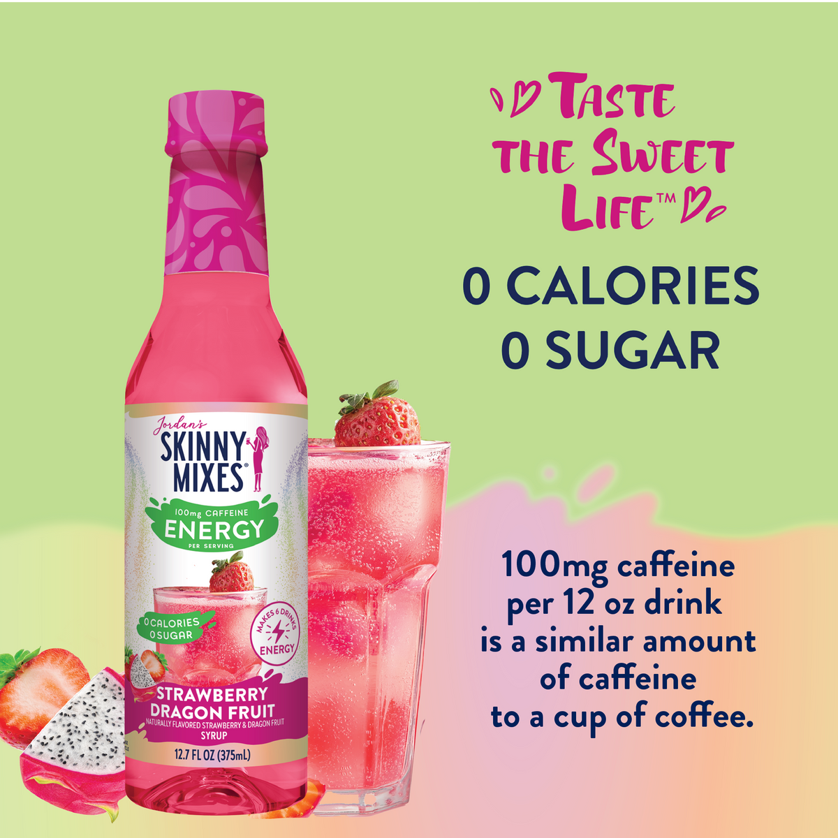 Skinny Strawberry Dragon Fruit Energy Syrup - 375ml