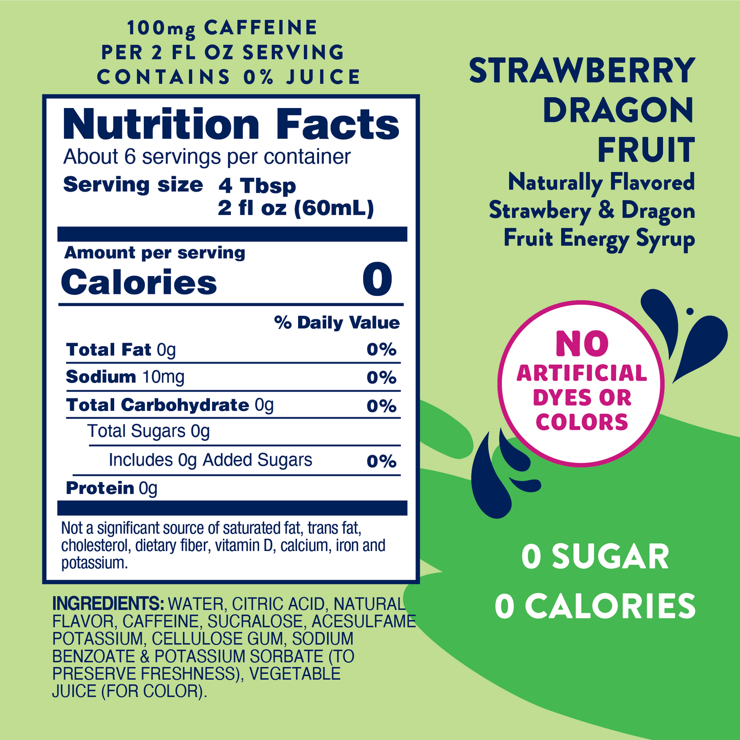 Skinny Strawberry Dragon Fruit Energy Syrup - 375ml