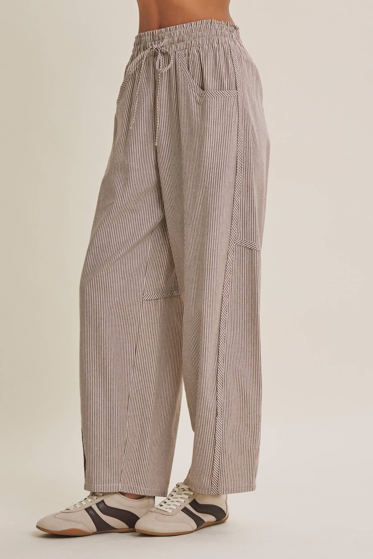 Weekender Cotton Barrel Pants- Chocolate