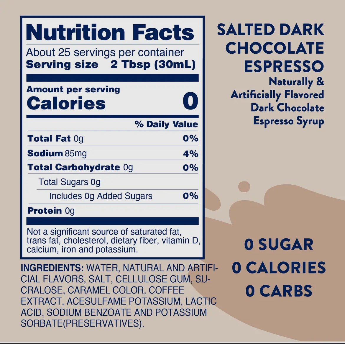 Skinny Salted Dark Chocolate Espresso Syrup