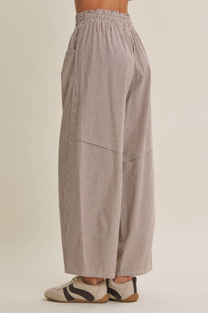 Weekender Cotton Barrel Pants- Chocolate